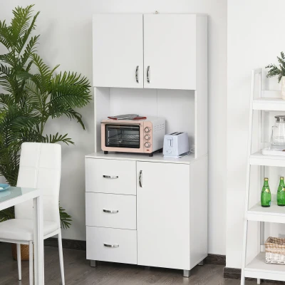 HOMCOM Kitchen Buffet with Hutch, 2 Cabinets, White