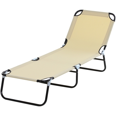 Outsunny 4-Position Poolside Lawn Reclining Beach Chair Chaise Lounge Folding Sun Lounger