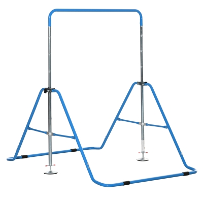 Qaba Folding Gymnastics Bar for Kids, Small Gymnast Bar, Easily Adjustable Height, Kids Gymnastics Equipment for Home, Blue