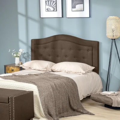HOMCOM Upholstered Headboard, Tufted Bedhead for Full Beds, Brown