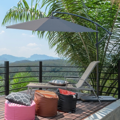 Outsunny 10' Steel Hanging Offset Banana Parasol with Stand - Grey