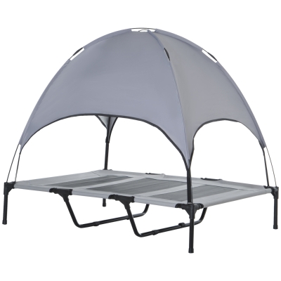 PawHut 48" x 36" Elevated Portable Dog Cot Cooling Pet Bed with UV Protection Canopy Shade