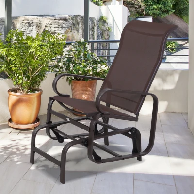 Outsunny 1-Person Outdoor Glider Swing, Ergonomic, Brown