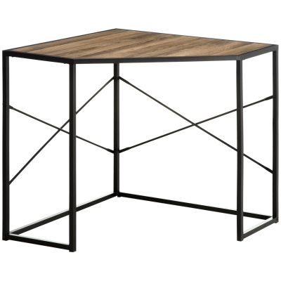 HOMCOM Corner Computer Desk with Steel Frame for Small Spaces, Writing Desk for Workstation, Black