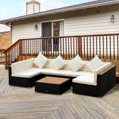 Rattan Sofa Set 29.25"x29.25"x23.5" Beige