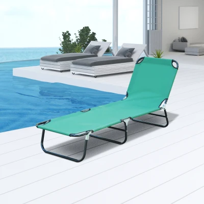 Outsunny Folding Patio Lounge Chair, 5-Level Adjustable, Green