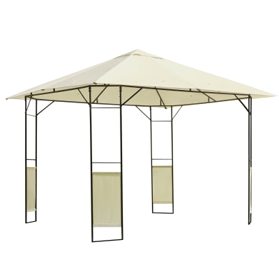 Outsunny 10'x10' Outdoor Modern Gazebo Canopy Cover with Cloth Side Panels