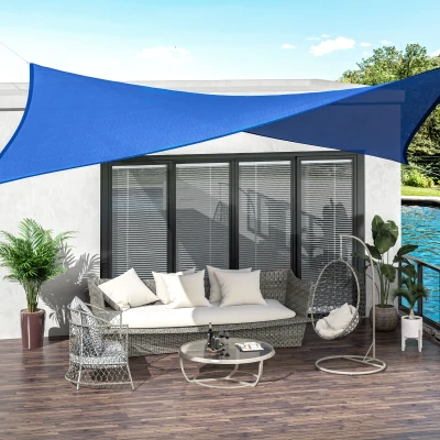Outsunny 24' x 24' Outdoor Patio Sun Shade Sail, Navy Blue