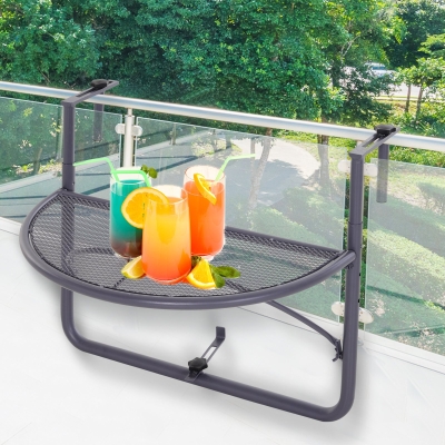 Outsunny Adjustable Hanging Rail Table Mini Desk Storage Rack Flower Stand Grey