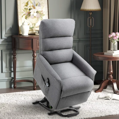 HOMCOM Power Lift Recliner Chair for Elderly, Linen Fabric, Grey