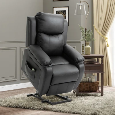 HOMCOM PU Leather Power Lift Recliner Chair for Elderly, Black