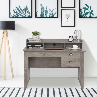HOMCOM Computer Desk with Drawer,Storage Hutch,Home Office Writing Table Study Workstation, 47.25''x21.75''x36.25'', Grey