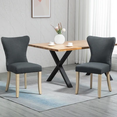 HOMCOM Set of 2 Wing Backrest Dining Chairs, Gray