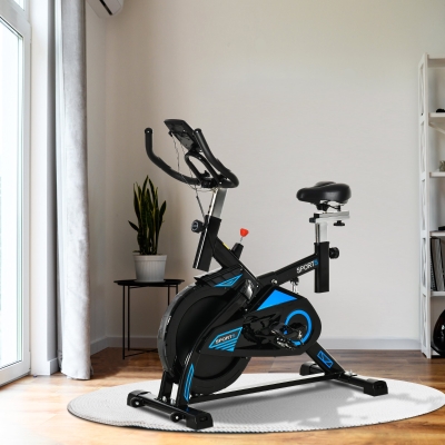 Soozier Stationary Exercise Bike Indoor Cardio Workout Cycling Bicycle w/ Heart Pulse Sensor & LCD Monitor 28.6lb Flywheel Adjustable Resistance