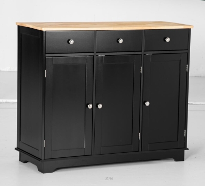 HOMCOM Modern Sideboard with Rubberwood Top, Buffet Cabinet with Storage Cabinets, Drawers and Adjustable Shelves for Living Room, Kitchen, White