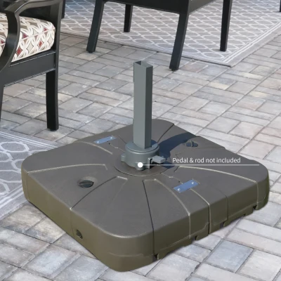 Outsunny Heavy-Duty Patio Umbrella Base with Wheels, Coffee