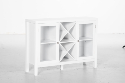 HOMCOM Modern Kitchen Sideboard, Buffet Table with Removable Wine Rack, Tempered Glass Door Cabinet and Adjustable Shelves for Living Room, Kitchen, Entryway, White