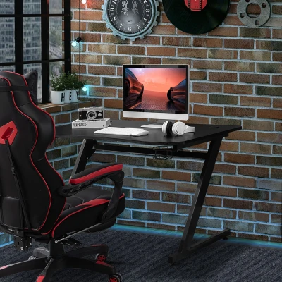 HOMCOM 47" Gaming Desk, Metal Frame, Black