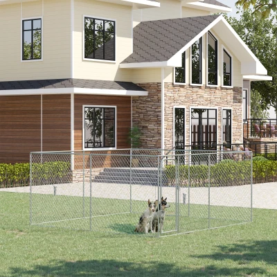 PawHut Heavy Duty Outdoor Dog Kennel, Silver