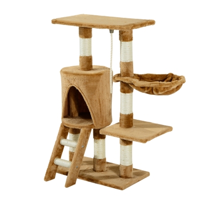 PawHut 37.8" Cat Activity Tree Tower Center Scratching Pet Furniture Brown