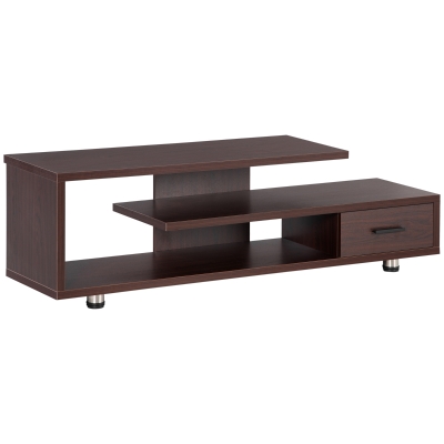 HOMCOM Modern TV Stand for TVs up to 65", TV Cabinet with Storage Shelf and Drawer, Entertainment Center for Living Room Bedroom, Walnut