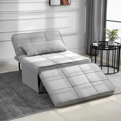 HOMCOM 4-In-1 Convertible Sofa Bed with Adjustable Backrest, Gray