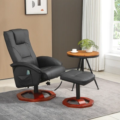HOMCOM Electric Massage Recliner Chair with Ottoman, Black