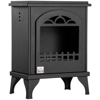 HOMCOM Ethanol Fireplace, 9.75" Freestanding Stove Heater 0.4 Gal Max 470 Sq. Ft., Burns up to 3 Hours, Black