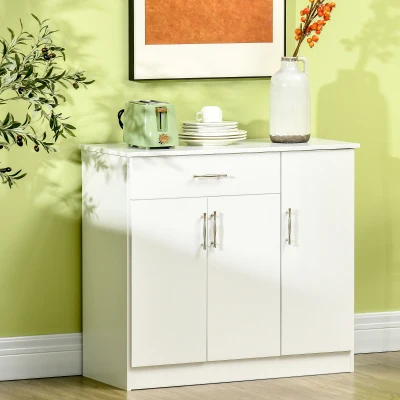 HOMCOM Modern Kitchen Sideboard Buffet Table with Drawer, White