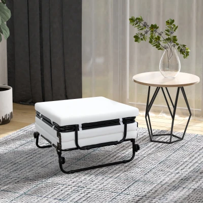 HOMCOM Portable Folding Bed, Single Sleeper Ottoman, White