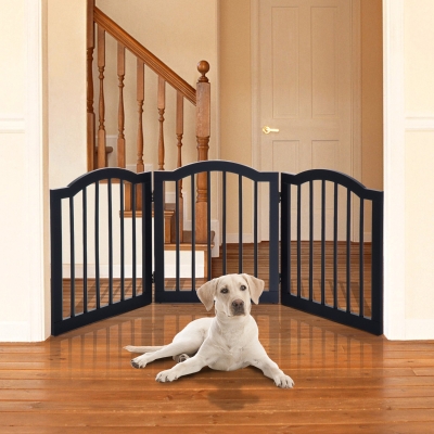 PawHut 3 Panels Dog Gate Pet Cat Fence Safety Barrier Divider Freestanding Doorway Wood