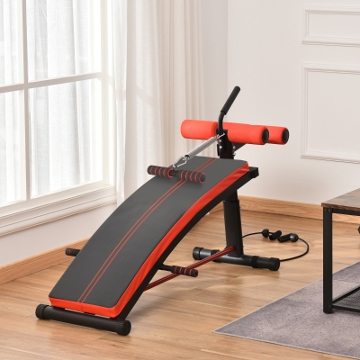 Soozier Training Bench Sit-Up Bench Abdominal Trainer Multifunction With Training Bands Fitness Steel Black