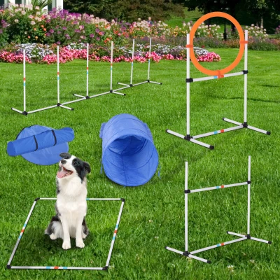 PawHut Outdoor Dog Agility Kit, High Jump Hurdle & Tunnel