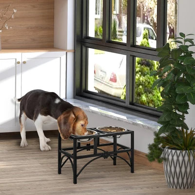 PawHut 17" Elevated Dog Food Bowl, Stainless Steel, Heavy Duty