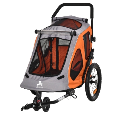 Aosom Pet Stroller Foldable with Mesh Windows Brakes and Cup Holder for Small Dogs
