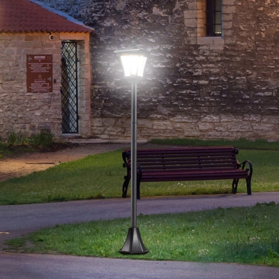 Outsunny Outdoor Garden Solar Post Lamp, Light Sensor Dimmable LED Lantern Bollard Pathway 63" Tall, Black
