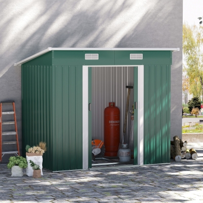 Outsunny 7'x 4' Metal Patio Storage Shed Garden Lockable Shed Tool Utility Storage Unit, Green