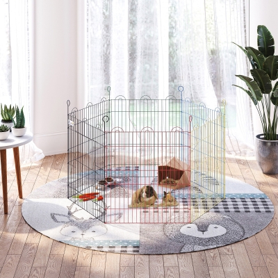 PawHut 23.5"H Metal Pet Playpen Portable Hexagon Dog Exercise Fence Flexible Shape Puppy Crate Kennel w/ Door for Indoor & Outdoor