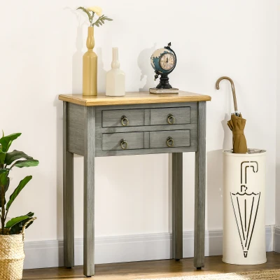 HOMCOM Vintage Console Table, 2 Drawers, Gray