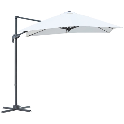 Outsunny 8‘x8’ Square Patio Offset Hanging Cantilever Umbrella 360° Rotation w/ Cross Base Cream