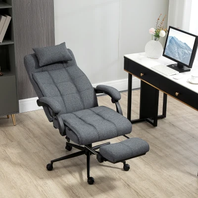 Vinsetto Reclining Office Chair, Dark Gray with Footrest