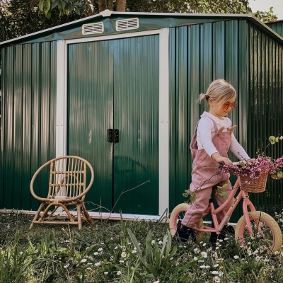 Outsunny 8.5' x 6.8' x 5.8' Practical Backyard Garden Storage Tool Shed Double Sliding Door 4 Ventilation Slots, Green