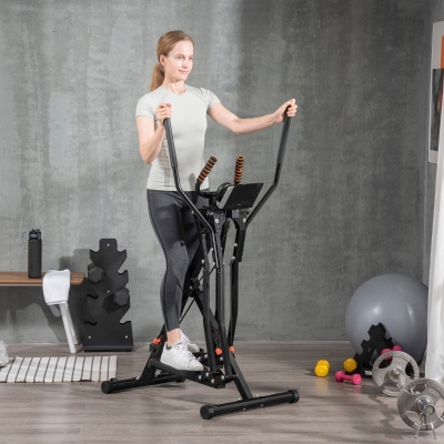Soozier Gazelle Glider Air Walker Exercise Machine w/ Four Resistance Levels, LCD Monitor, Heart Rate Sensor, Two Wheels
