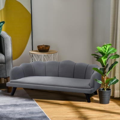 PawHut Dog Couch Pet Sofa Cat Bed with Extra Cushion Wood Legs, for Medium and Large Dogs, Dark Grey