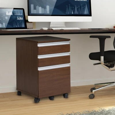 HOMCOM 23.25" Office Storage Cabinet with Wheels, Brown