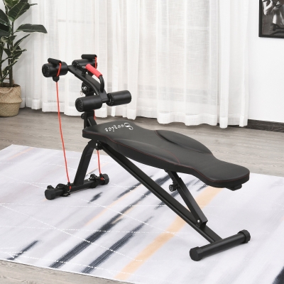 Soozier Multifunctional Sit Up Bench with Handle Adjustable Leg Lifts for Home, Office and Gym, Black