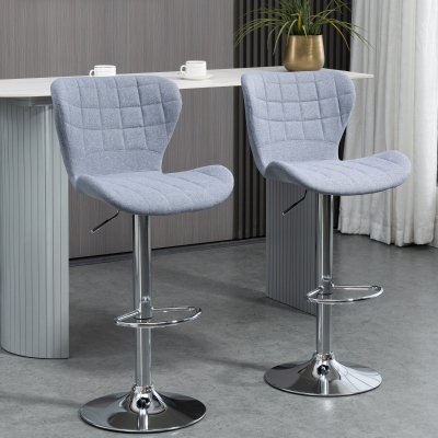 HOMCOM Set of 2 Height Adjustable Bar Stools Dining Chair with Footrest for Home Pub