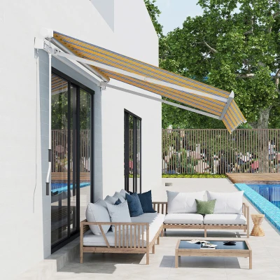 Outsunny 8' x 7' Retractable Patio Awning, Orange/Black/Gray