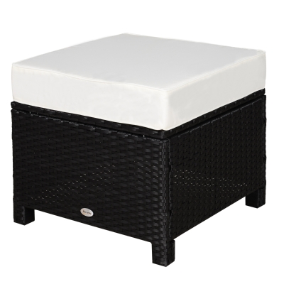 Outsunny Contemporary PE Wicker Footrest with Waterproof Polyester Fabric for Outdoor Use