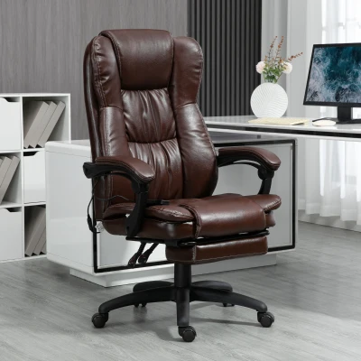 Vinsetto High Back Massage Office Chair, PU Leather, Brown
